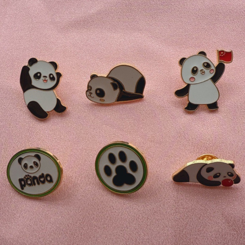 Party Supplies - 6 Stück Cartoon China Panda Abzeichen