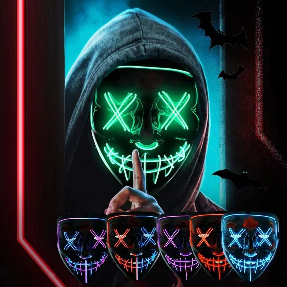 Led Purge Mask Halloween - Halloween-Masken für Männer und Frauen, LED-Putzmaske,
