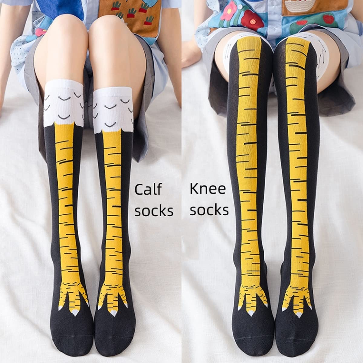 Funny Chicken Leg Socks - 1/2/5 Paar Damen Kniestrümpfe Trendige Cartoon