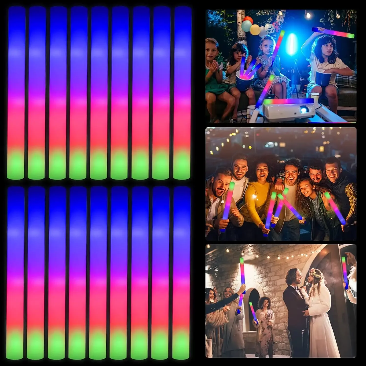 1Z-50PCS LED-Schaumstoff-Leuch – Flashing Led Foam Sticks Party Bewertung und Preis