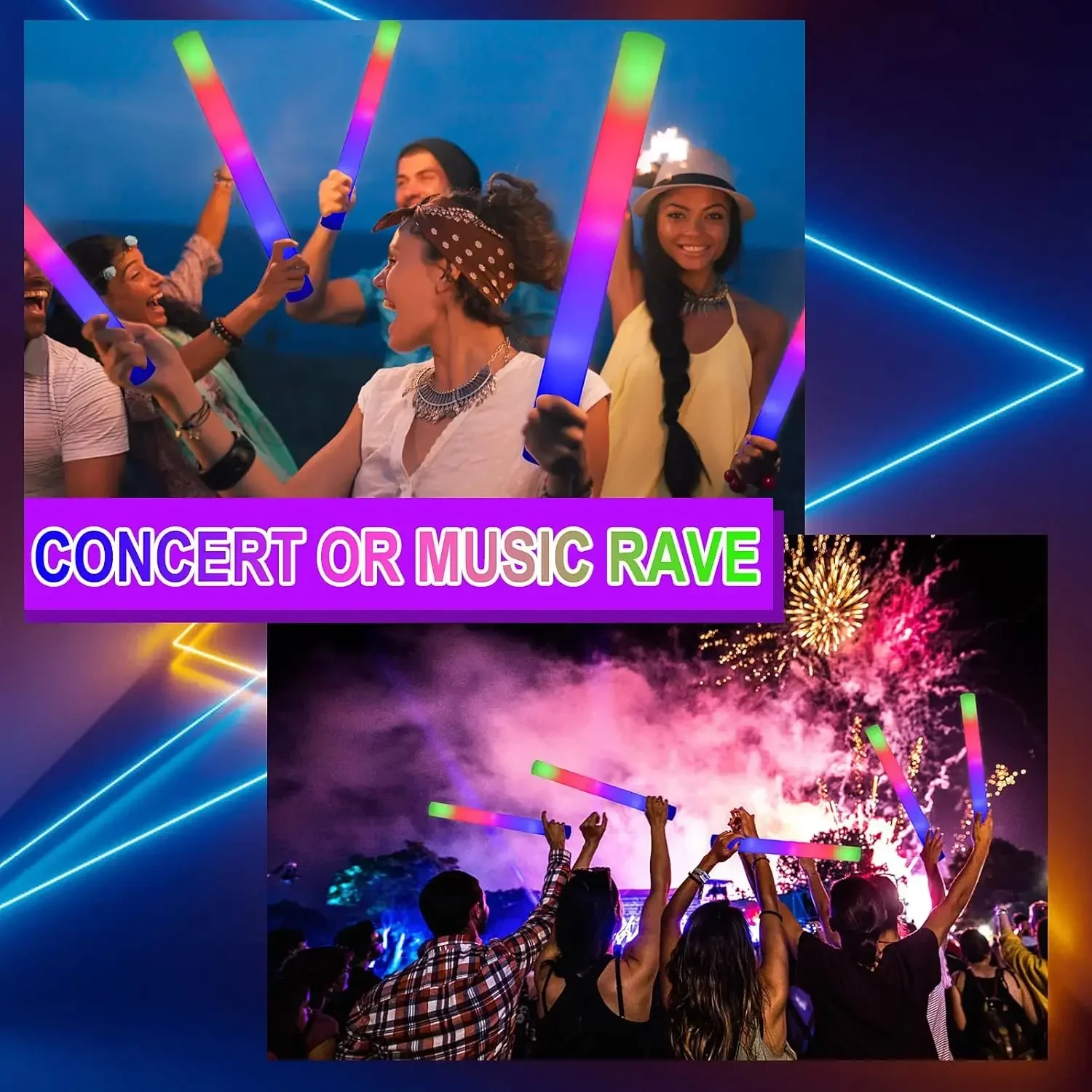 1Z-50PCS LED-Schaumstoff-Leuch – Flashing Led Foam Sticks Party Bewertung und Preis