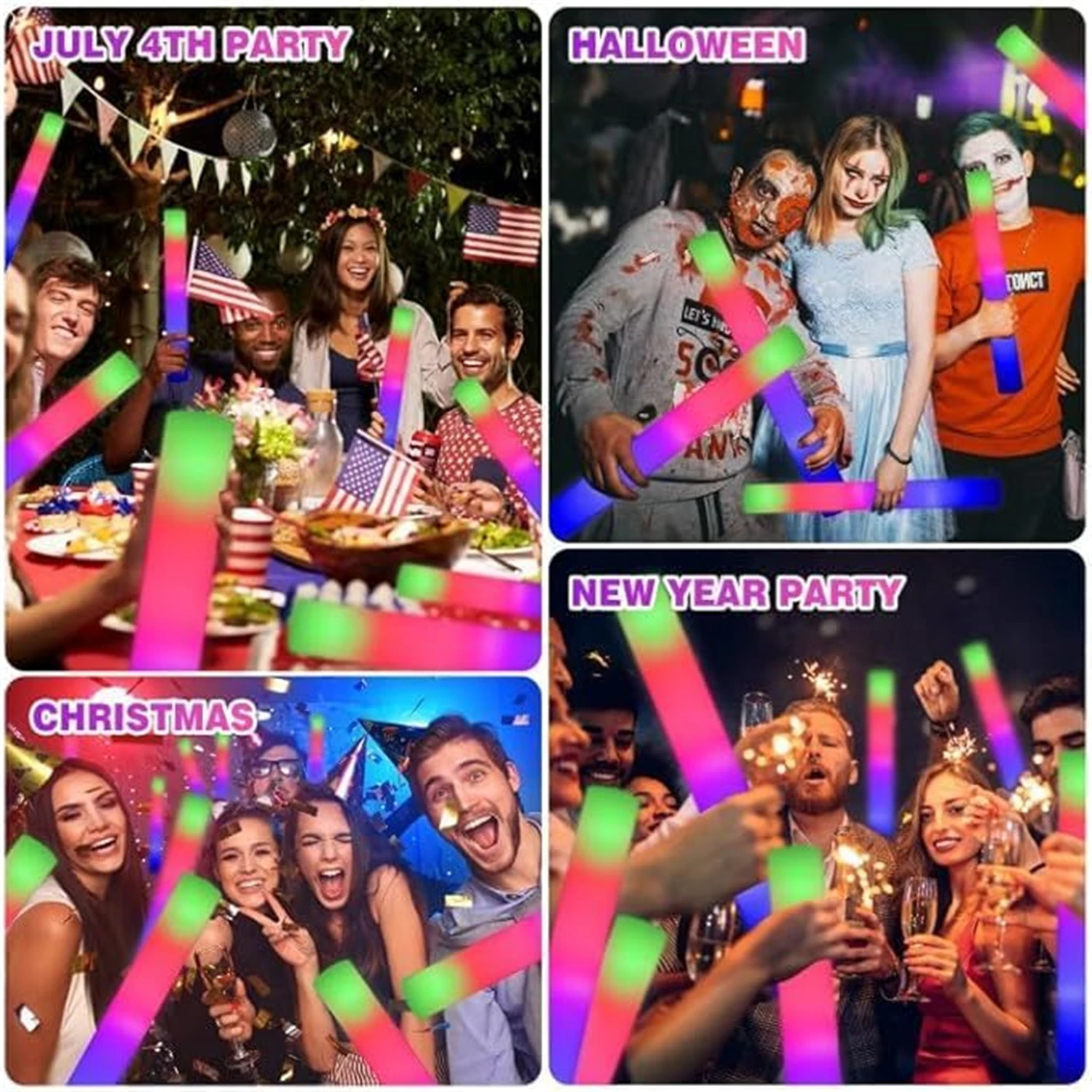 50 Stück LED-Schaum-Leuchtstäb – Flashing Led Foam Sticks Party Bewertung und Preis