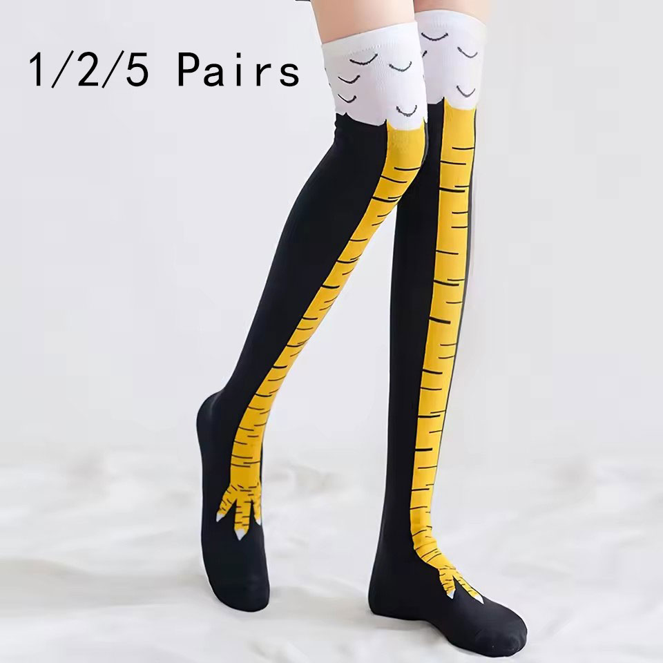 1/2/5/10 Pairs Frauen Knie Hoh – Funny Chicken Leg Socks Bewertung und Preis